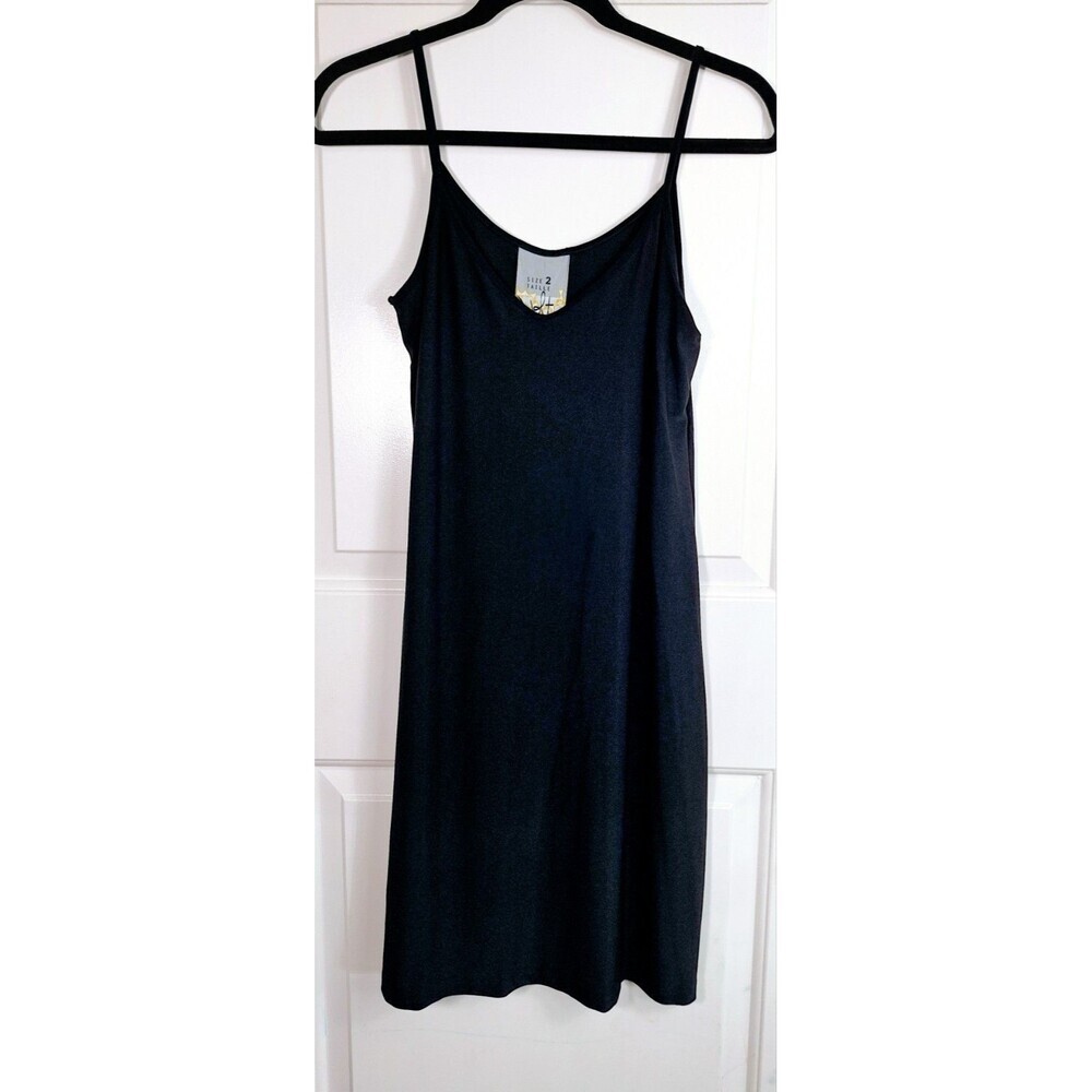Volt Design Black Spaghetti Strap Slip Dress Sz 2‎ Polyester Spandex Sheath Mini